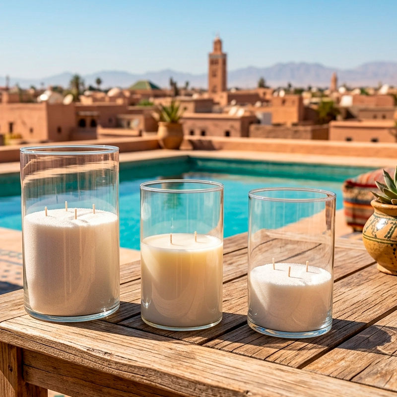 Trio Cylindres de verre Bougies Marrakech